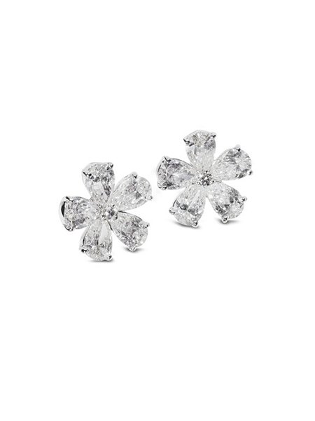 Pear Shape Diamond Flower Earrings