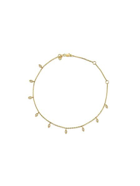 Gold & Diamond Marquis Fringe Anklet