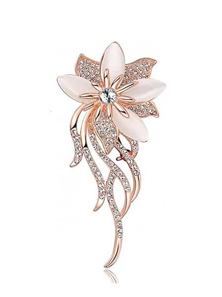 Ailer Classy Brooches for Women Created Cats Eye Flower Bouquet Bridal Brooch Pin