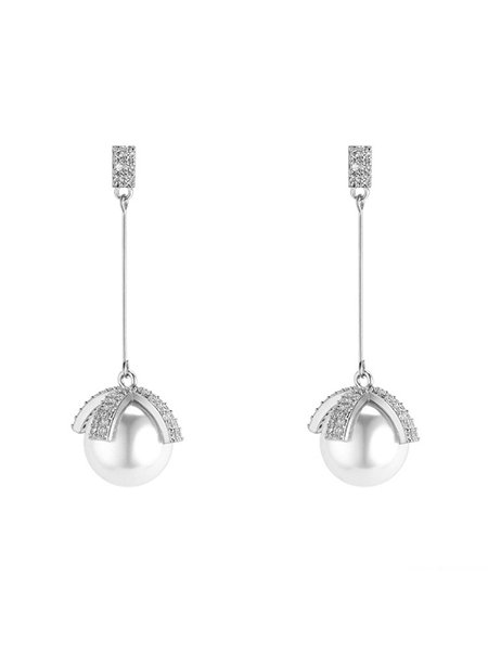 Pearl Dangle Earrings Stud earring Eardrops Women 925 Sterling