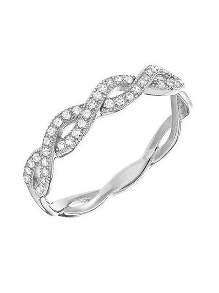 Silver Pave Cubic Zirconia Weave Ring