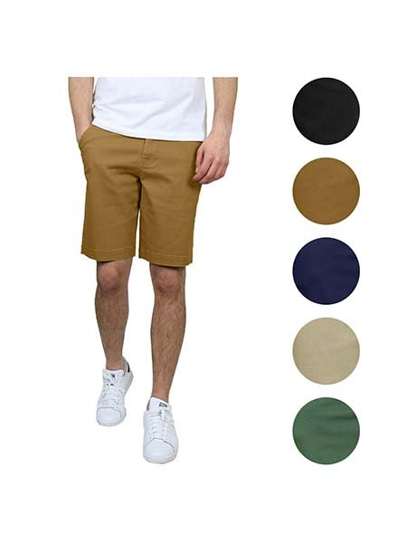 Mens Stretch Chino Shorts Flat Front 5 Pocket Summer Casual Slim Fit NEW 30-42