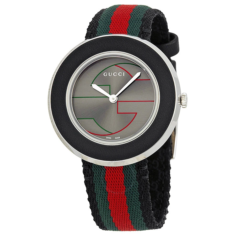 GUCCI U-Play Grey Dial Nylon Strap Ladies Watch YA129444