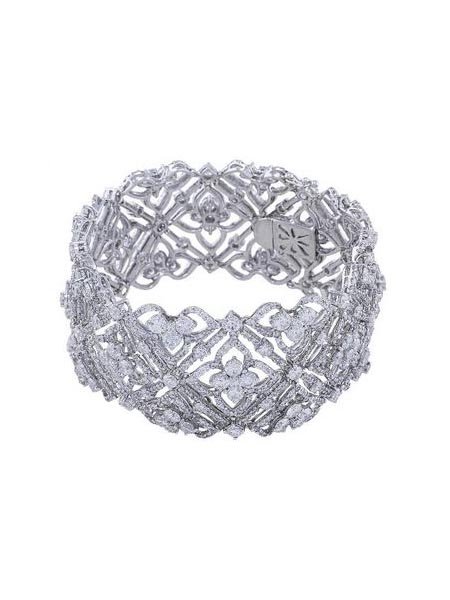 Wide Lace Diamond Bracelet