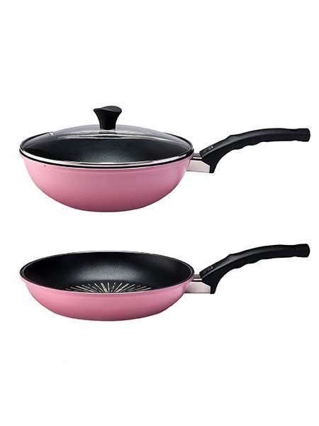 Premium Titanium Non-Stick Coating Wok Pan with Glass Lid