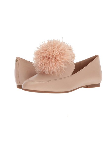 Michael Kors Fara Beige Oyster Nappa Leather Loafer Shoes