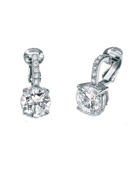 Clip-On Drop Earrings in Platinum over 925 Sterling Silver
