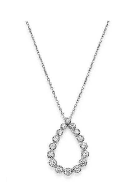 Diamond Milgrain Pendant Necklace in 14K White Gold