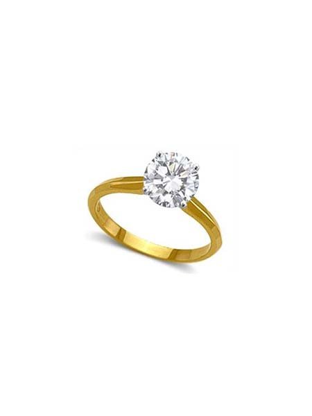 14k White Gold Round Solitaire Engagement Ring