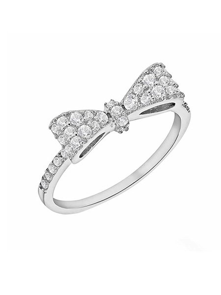 Sterling Silver Cubic Zirconia Bow Ring