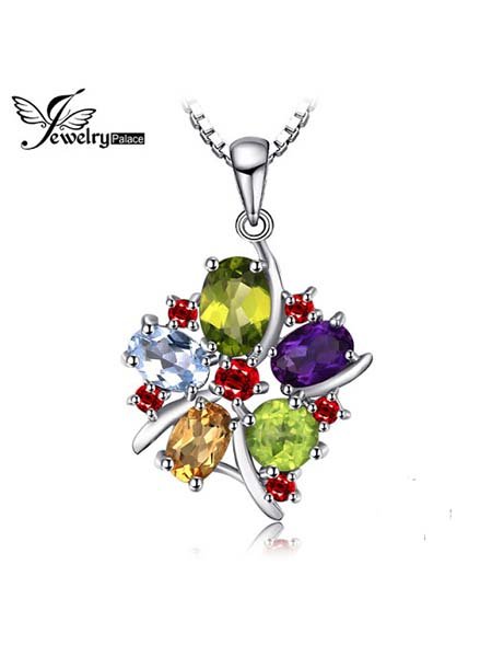 JewelryPalace Flower Multicolor  Pendant 925 Sterling Silver Without Chain BDXU9915