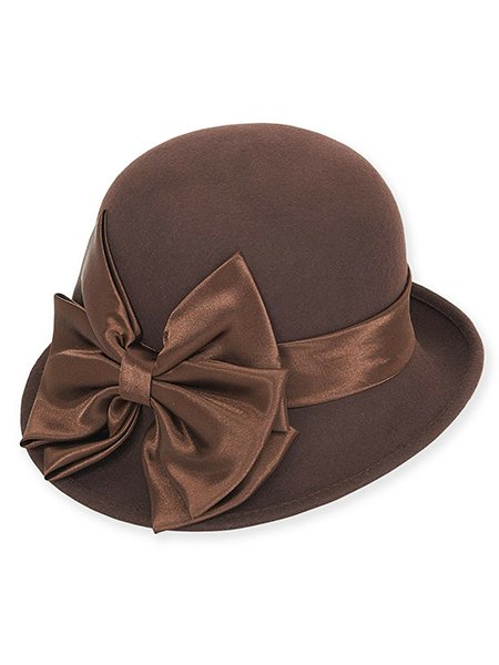 Adora Brim Wool Brown Felt Cloche Hat