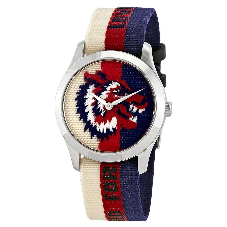 GUCCI G-Timeless Wolf Motif Dial Striped Nylon YA1264059  Regular price