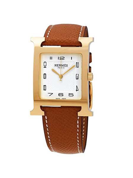 HERMES White Dial Brown Leather Ladies Watch 036842WW00