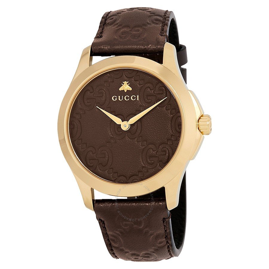 GUCCI G-Timeless Brown GG Dial Men's Watch YA1264035