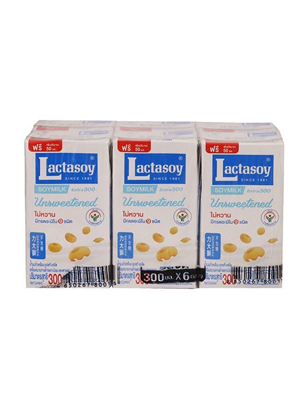 Lactasoy Soy Milk Unsweetened Original 6 X 300 ML