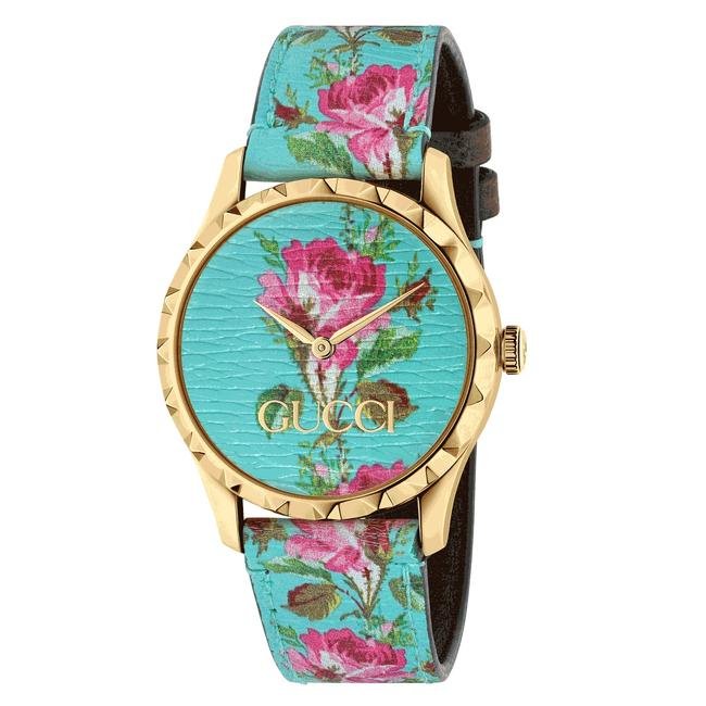 GUCCI G-Timeless Aqua Floral Print Dial Watch YA1264085