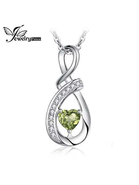 Infinity 0-2ct Heart Cut Genuine Peridot Pendant 925 Sterling Silve