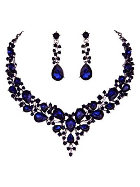 Molie Youfir Bridal Austrian Crystal Necklace and Earrings Jewelry Set