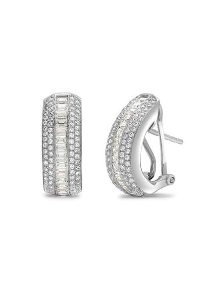 18ct White 1-86ct Diamond Post and Clip Earrings