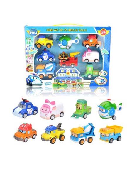 8-in-1 Robot Cars Toy Pull Back Cars Vehicle Set Educational Toy for Children