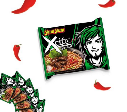 Yum Yum Xcite Instant Noodle Spicy Beef 70G (Bag)