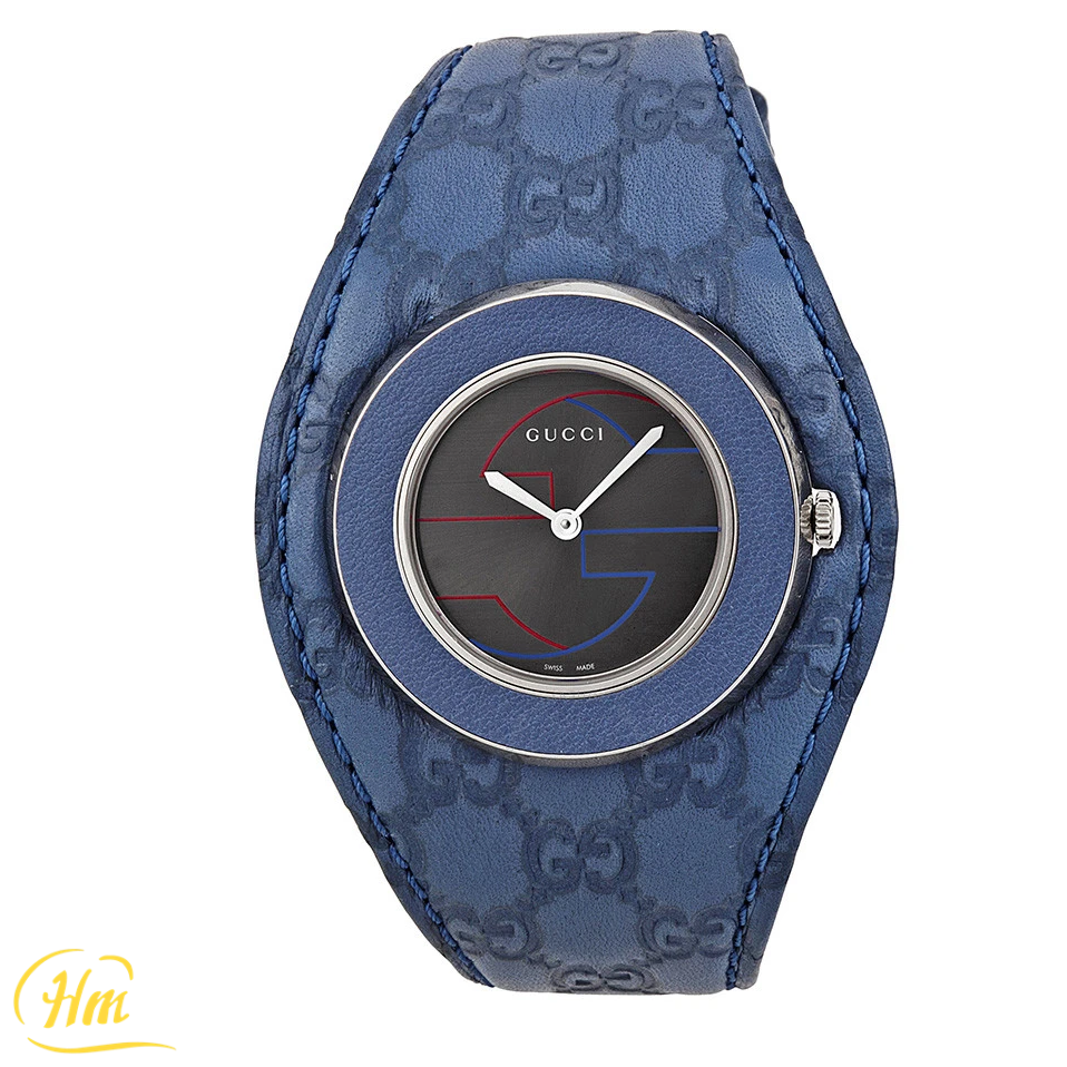 GUCCI U-Play Grey Dial Blue Leather Watch YA129427