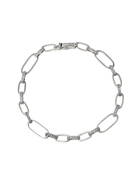 White Gold Chain Link Bracelet with Diamonds