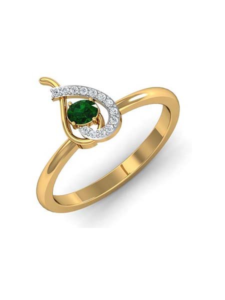 Green Stone Gold Diamonds Ring