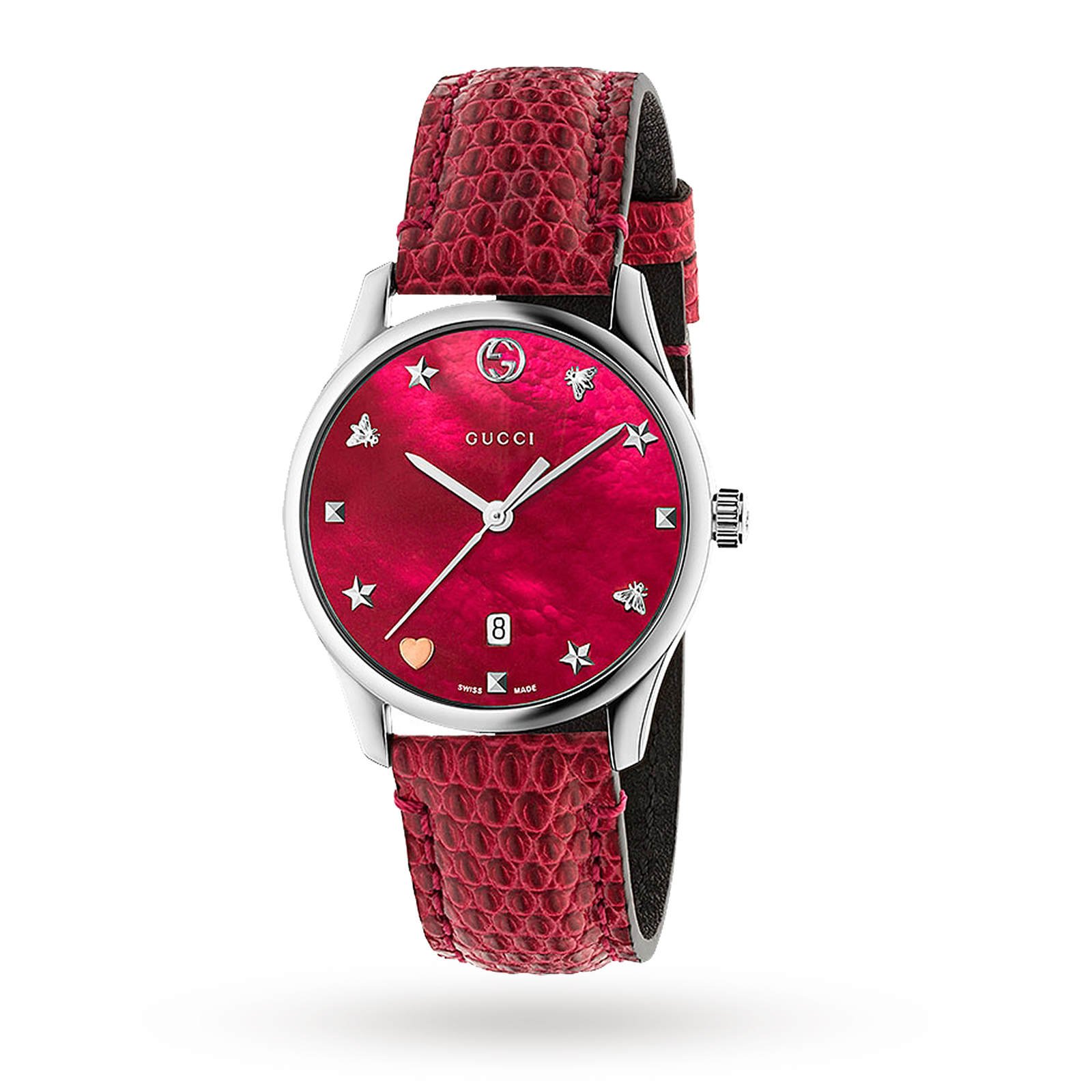 GUCCI G-Timeless Red Mother of Pearl Watch YA126584